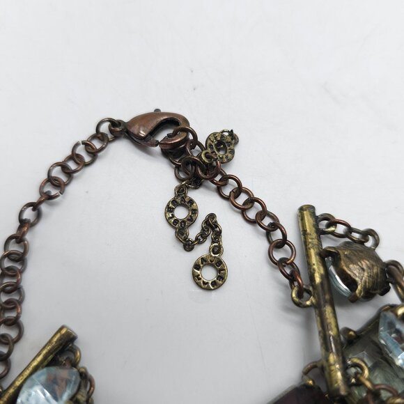 Bauble Bar Multi Stone Statement Necklace With Gold Toned Chain Adjustable Clasp - Picture 5 of 6